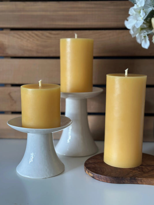 Flat Top Seven Inch Pillar Candle Beeswax Works