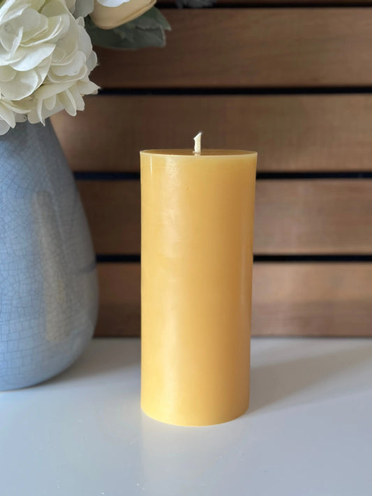 Flat Top Seven Inch Pillar Candle Beeswax Works