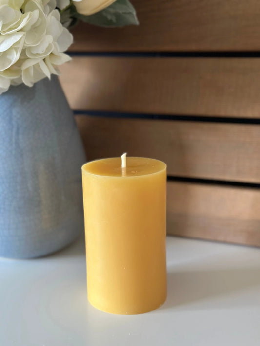 Flat Top Five Inch Pillar Candle Beeswax Works