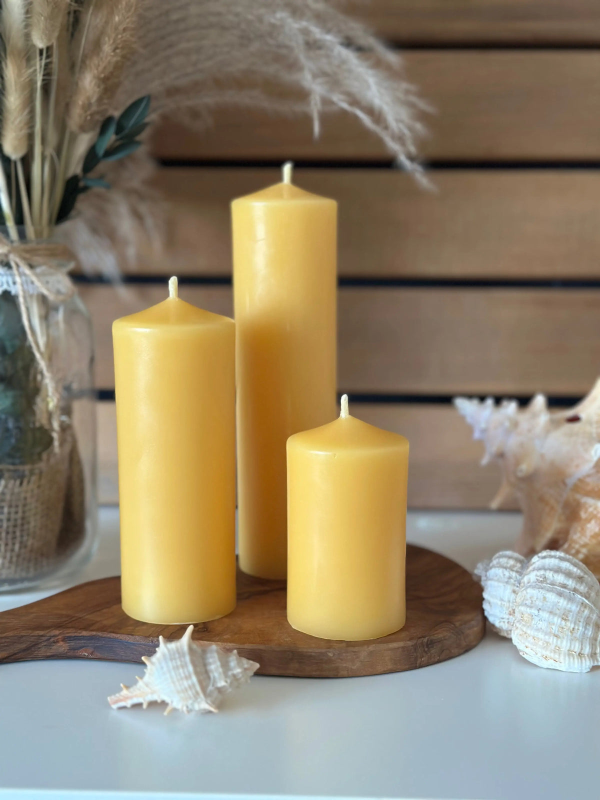 Narrow Three Inch Pillar Candle Beeswax Works