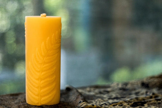 Simple Fern Pillar Candle Beeswax Works