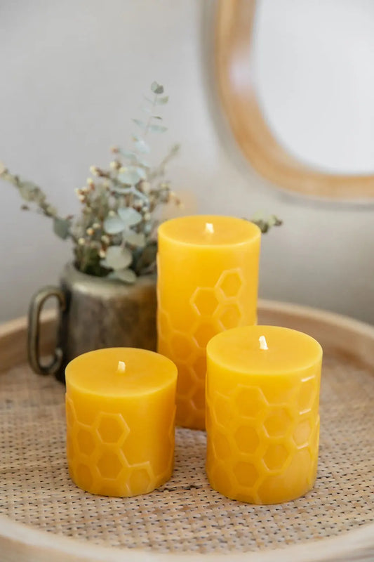 Hex Pillar Trio Candle Set Beeswax Works