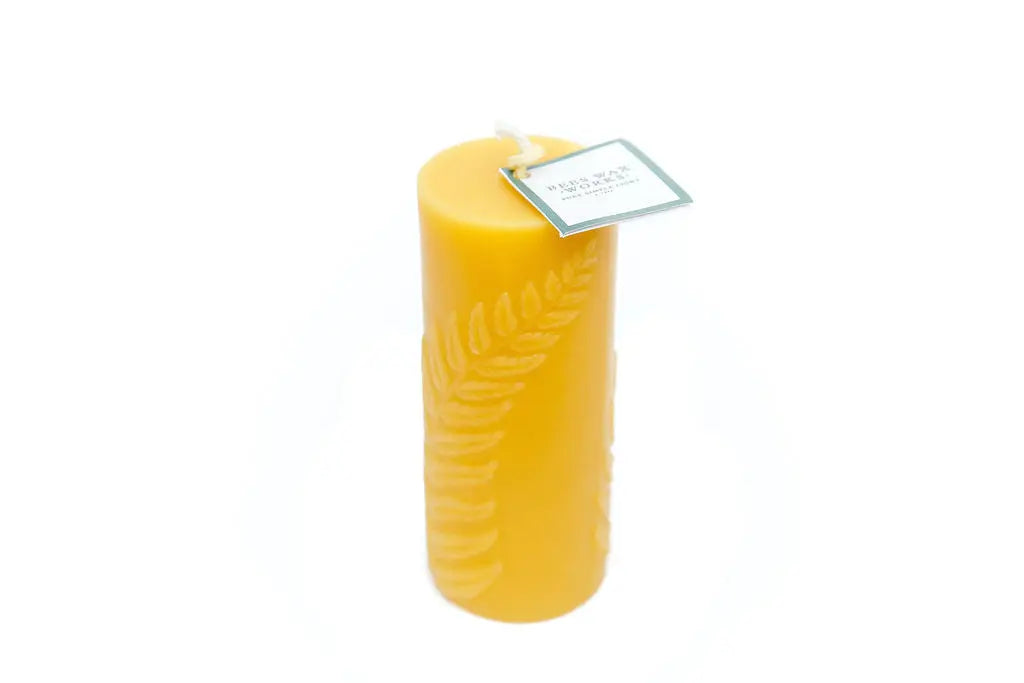 Simple Fern Pillar Candle Beeswax Works