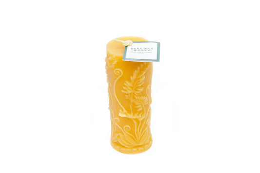 Rustic Fern Pillar Candle Beeswax Works