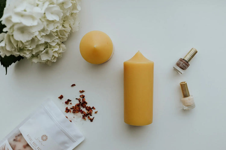 Hand-poured Canadian beeswax pillar candles
