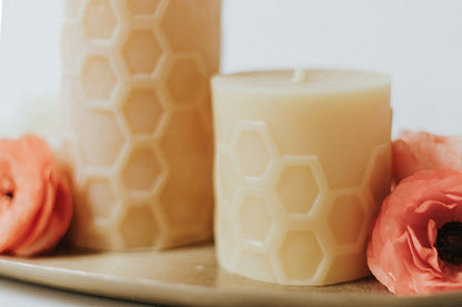 Hex Pillar Trio Candle Set Beeswax Works