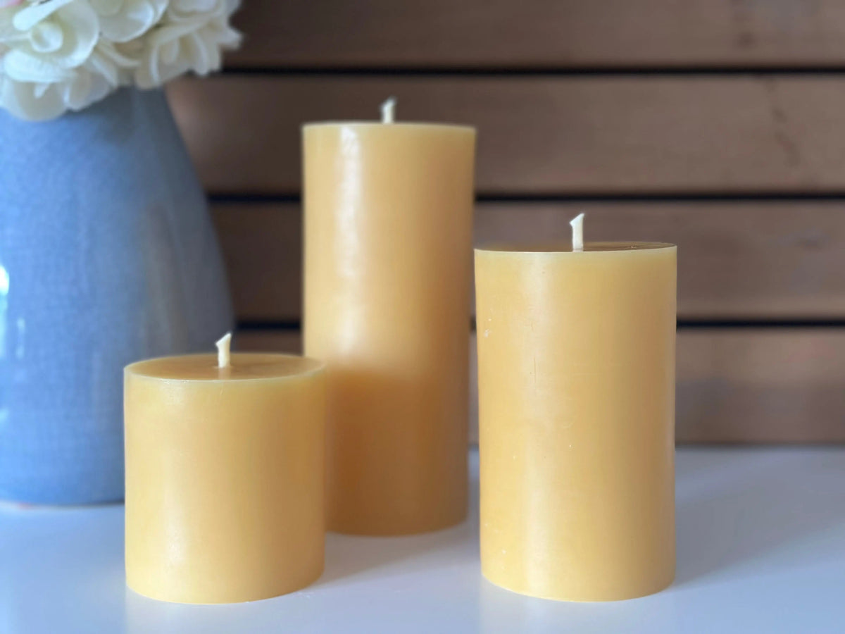 Flat Top Five Inch Pillar Candle Beeswax Works