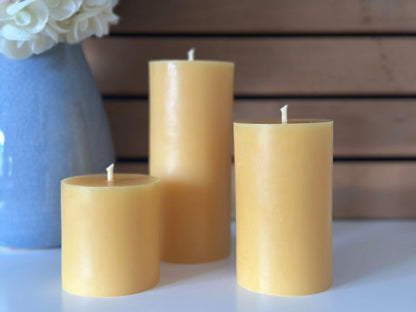 Flat Top Five Inch Pillar Candle Beeswax Works