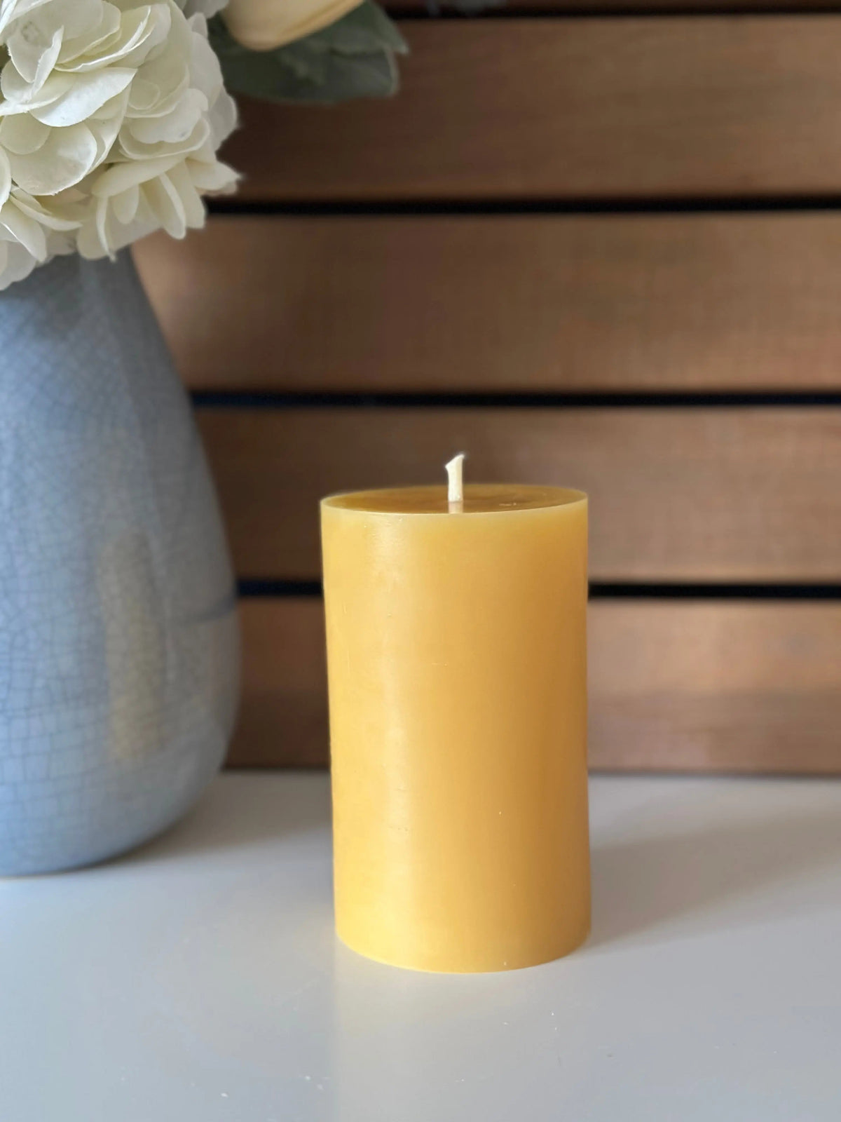 Flat Top Five Inch Pillar Candle Beeswax Works
