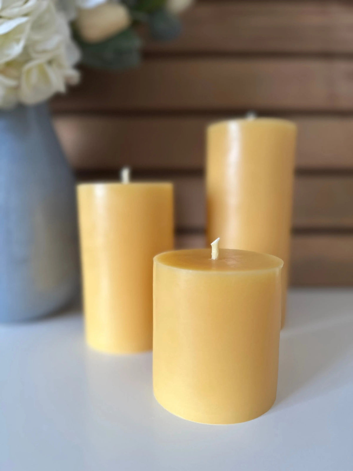 Flat Top Trio Pillar Candle Set Beeswax Works