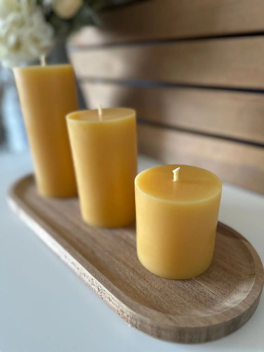 Flat Top Seven Inch Pillar Candle Beeswax Works