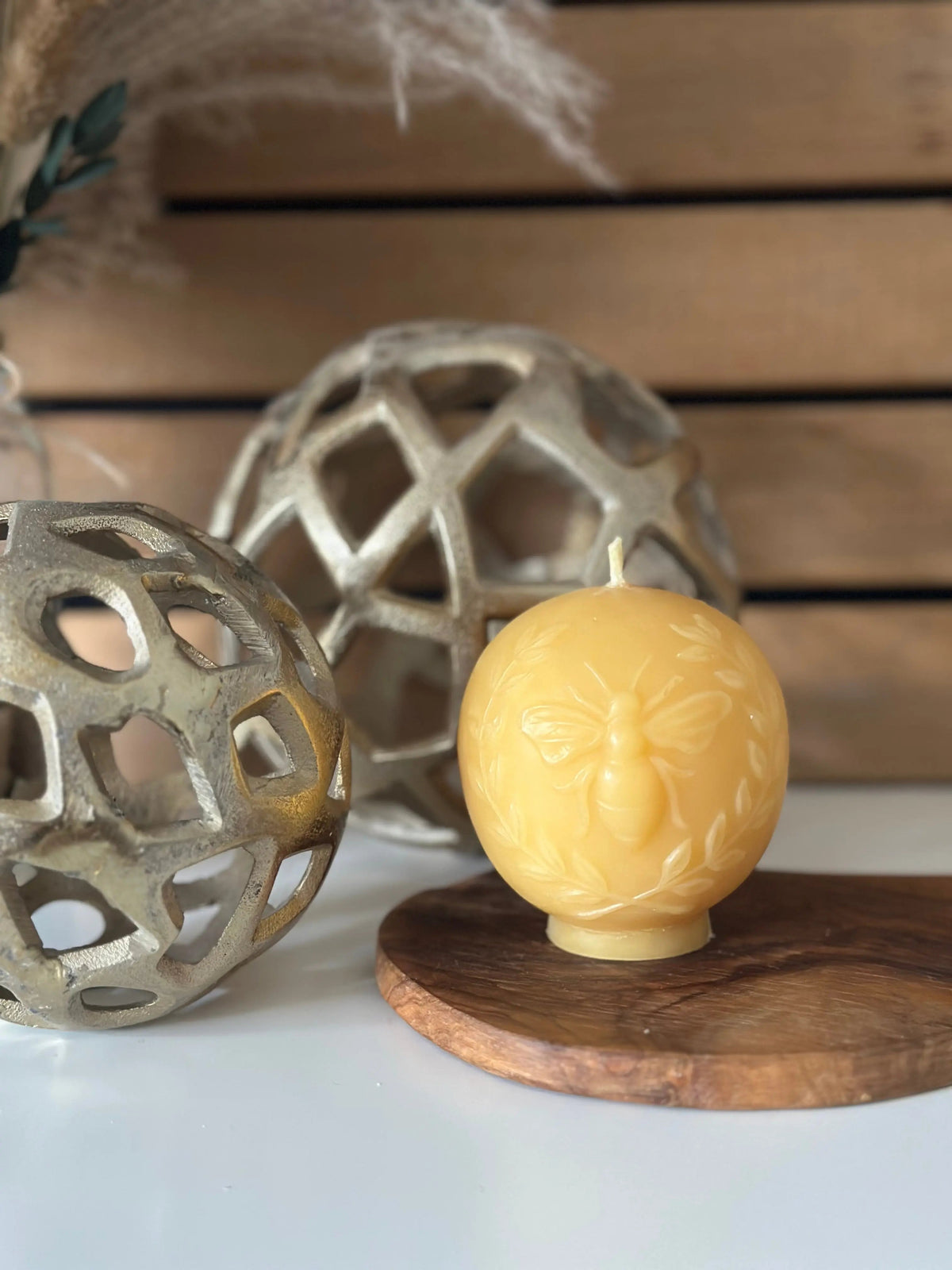 Vintage Bee Globe Candle Beeswax Works